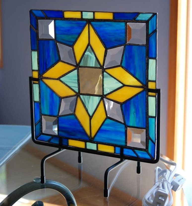 quilt pattern with bevels -- on a night light stand